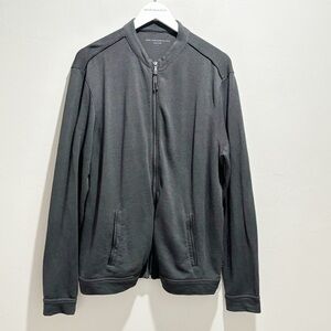 JOHN VARVATOS USA Men’s Charcoal Gray French Terry Jacket Faux Leather Trim Sz L